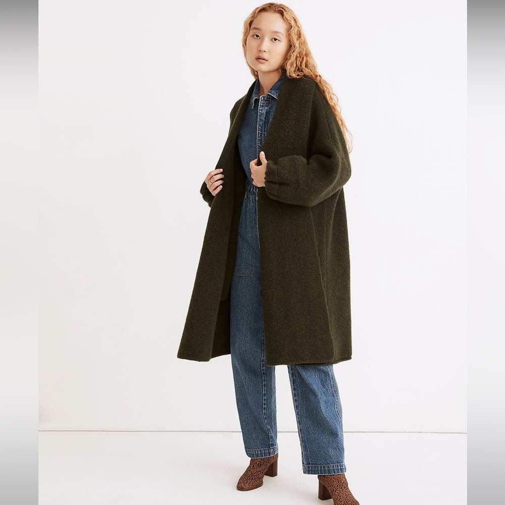Madewell Glenridge Shawl Collar Sweater Coat in Olive